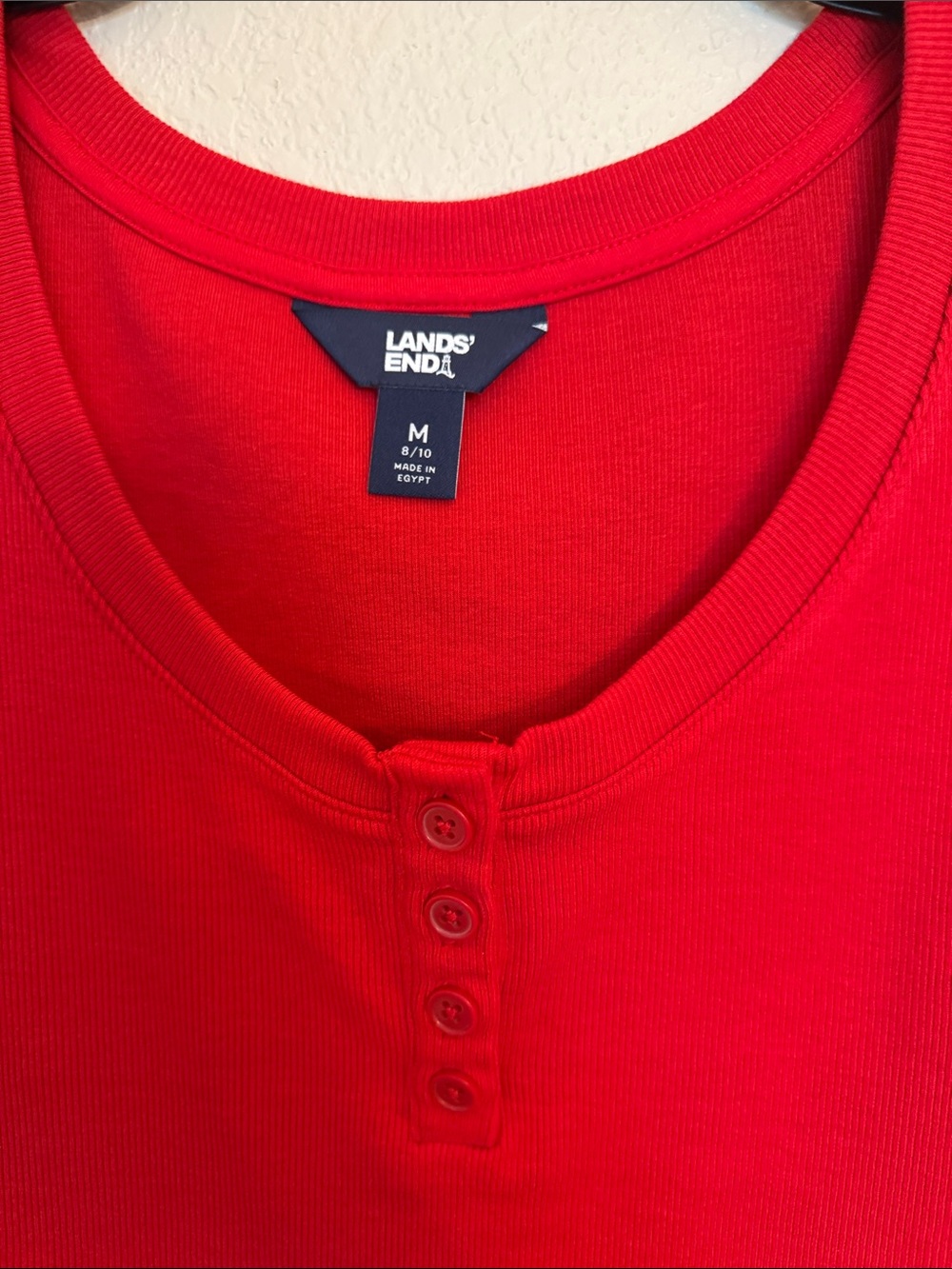 Lands' End Red Ribbed Henley Tank - Picture 2 of 7